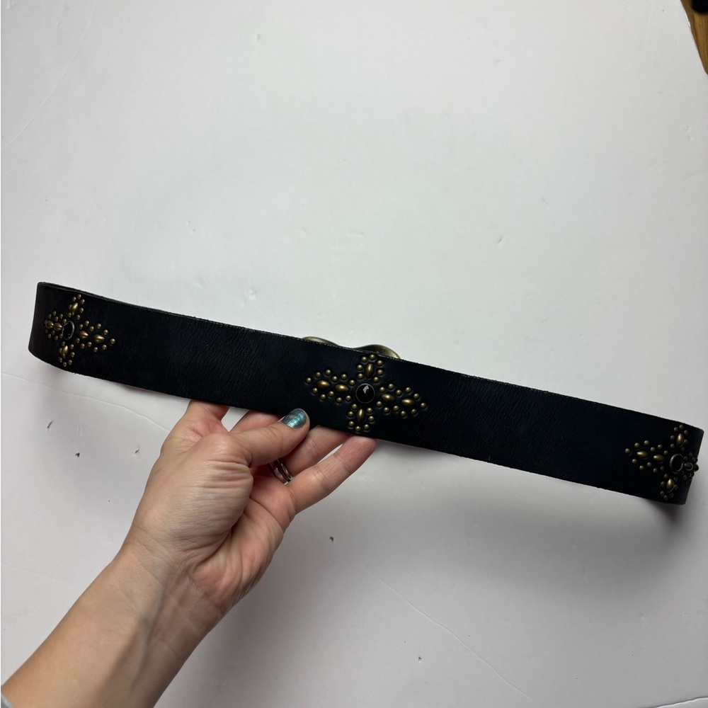 linea pelle leather studded belt sz M-L - Picture 5 of 6